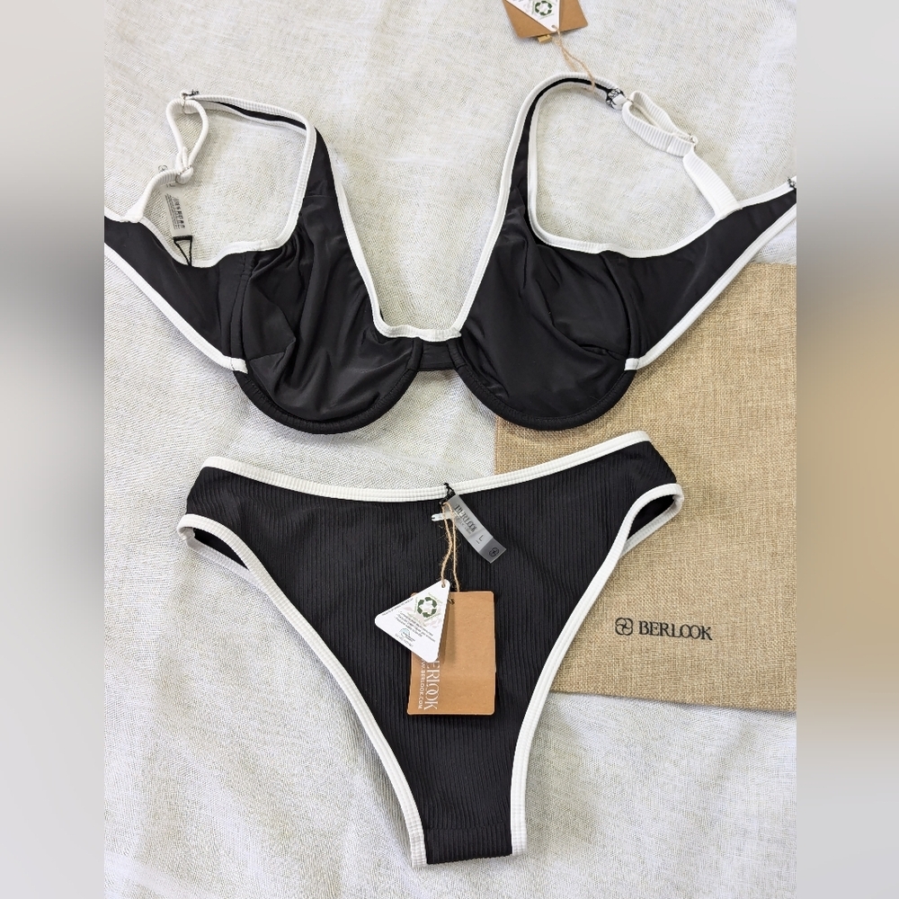 BNWT / Berlook / Small / Medium / Large / XL Contrast Trim Underwire Bikini Set - Picture 2 of 2